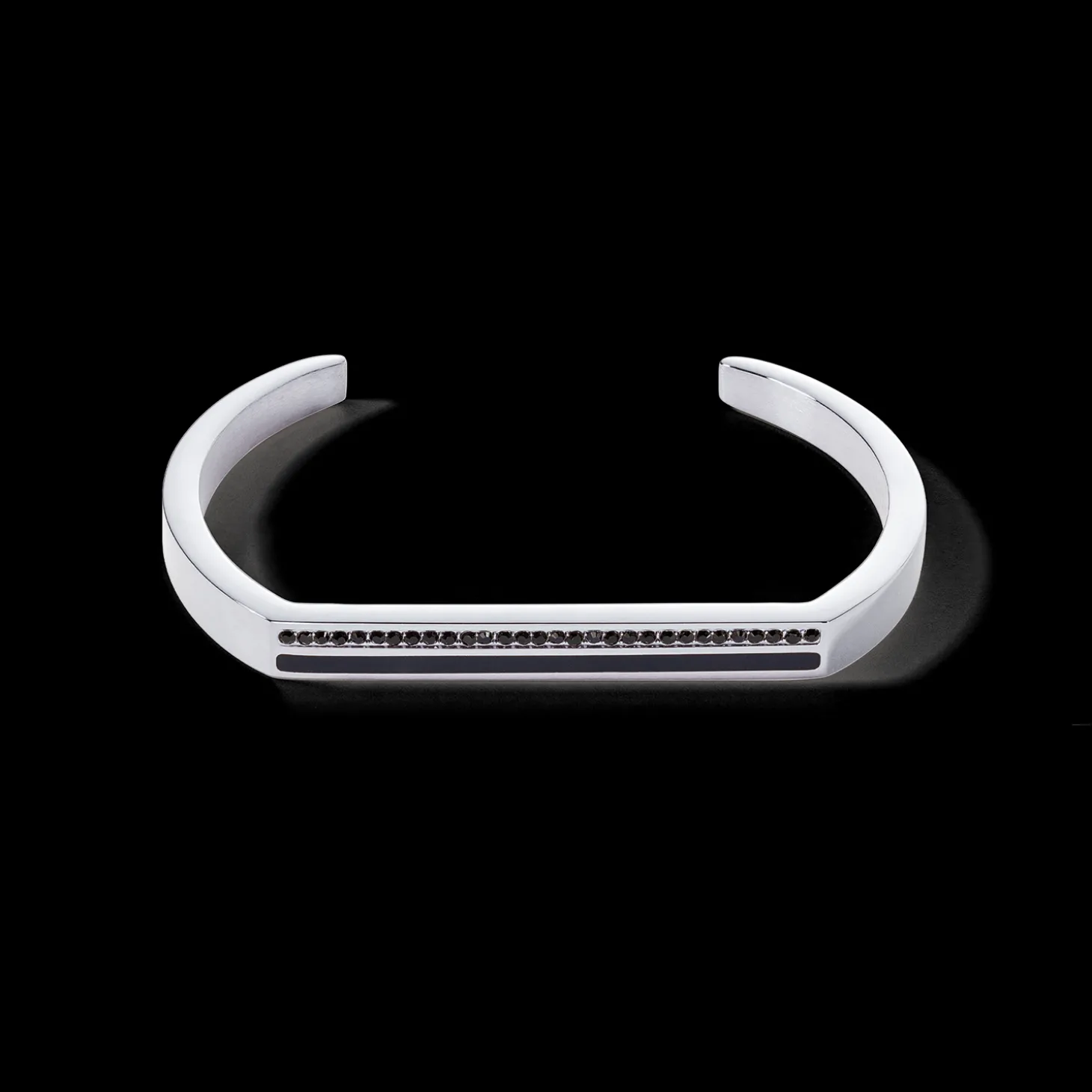 Bangle Cuff Square Stripes silver-black