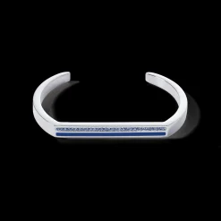 Bangle Cuff Square Stripes silver-blue