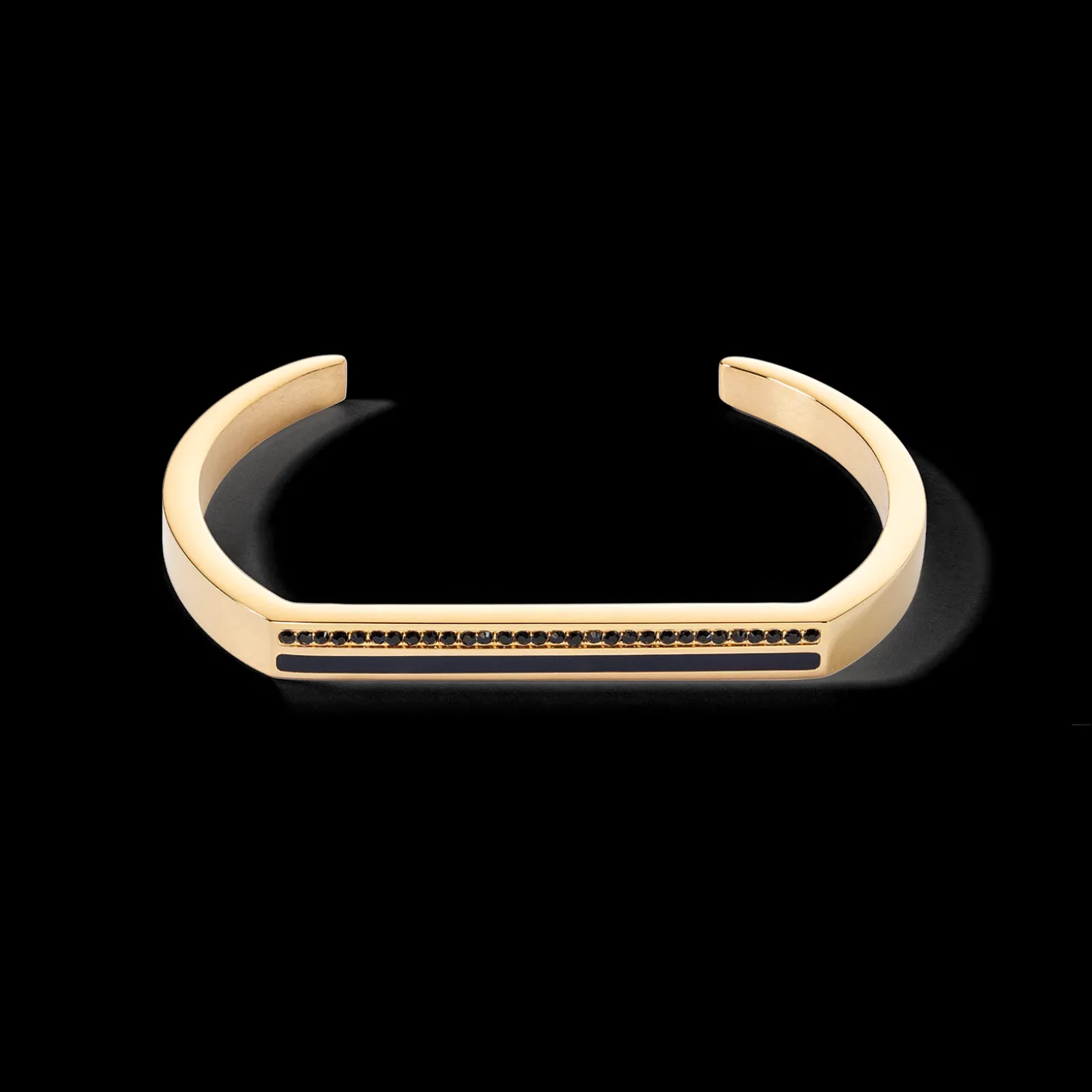 Bangle Cuff Square Stripes gold-black