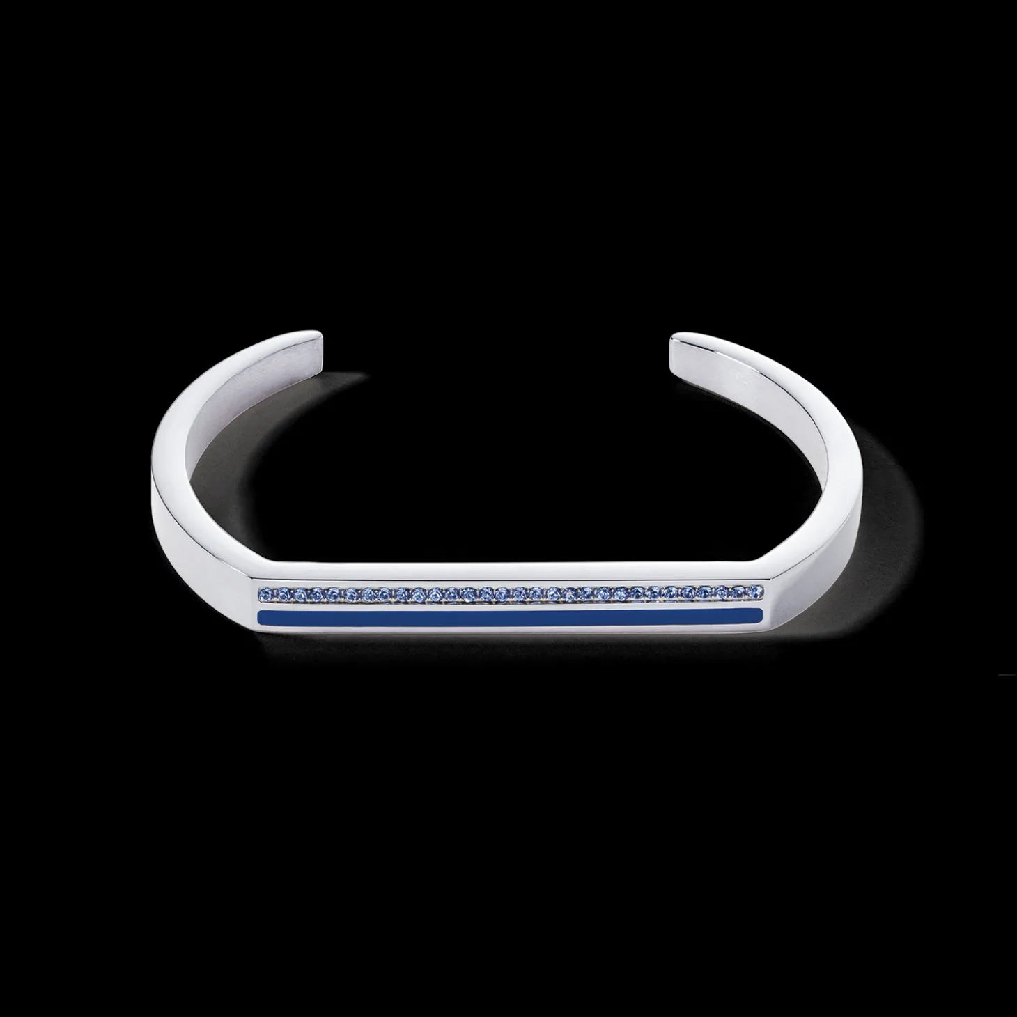 Bangle Cuff Square Stripes silver-blue