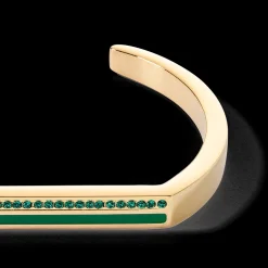 Bangle Cuff Square Stripes gold-green