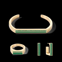 Bangle Cuff Square Stripes gold-green