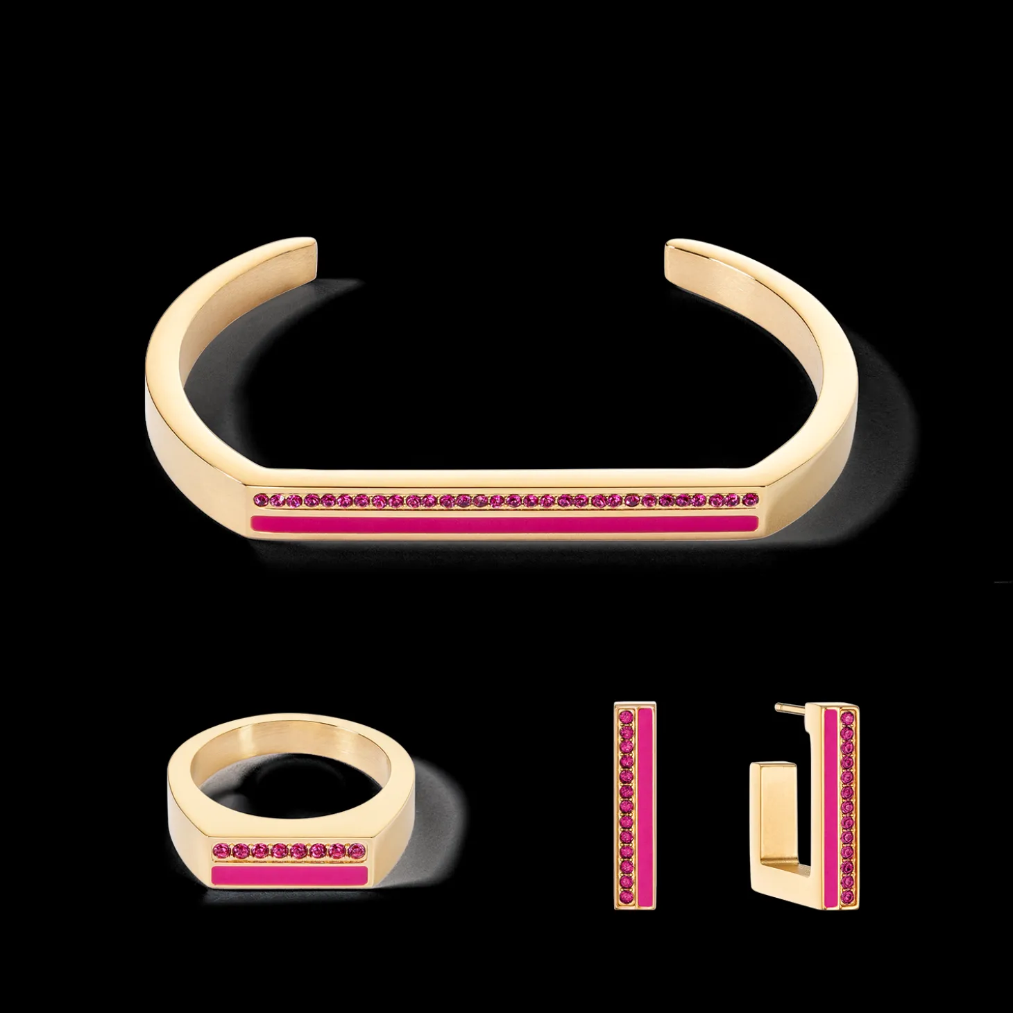 Bangle Cuff Square Stripes gold-pink