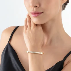 Bangle Cuff Square Stripes gold-white