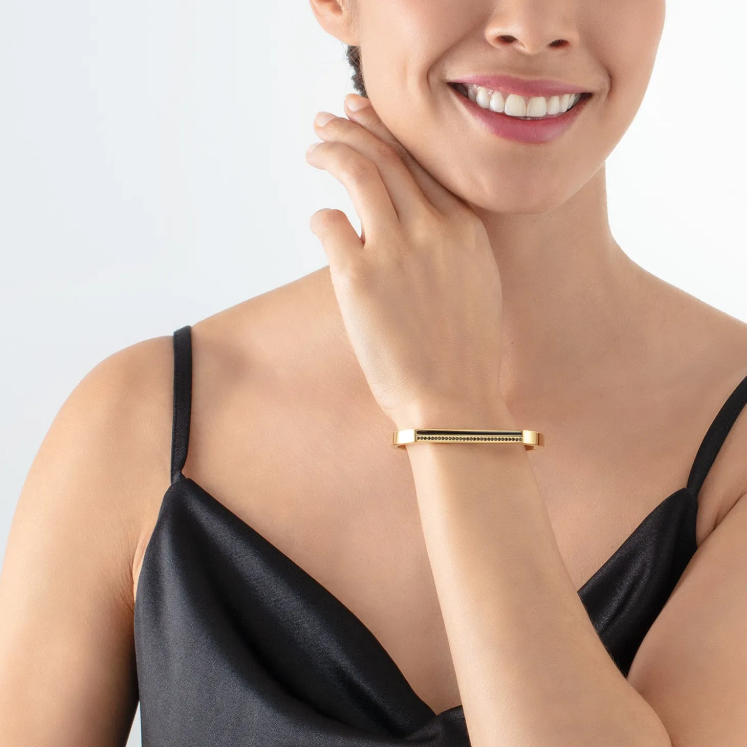 Bangle Cuff Square Stripes gold-black