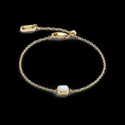 Birthstone April Bracelet White Quartz Gold