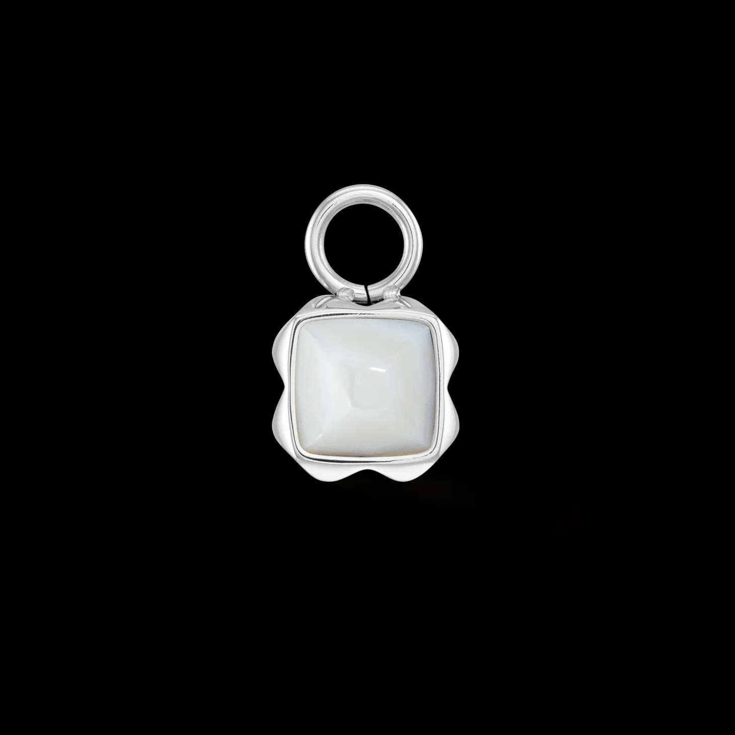 Birthstone April Charm White Quartz Silver