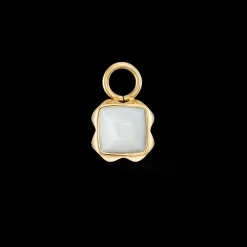 Birthstone April Charm White Quartz Gold