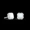 Birthstone April Earrings White Quartz Silver
