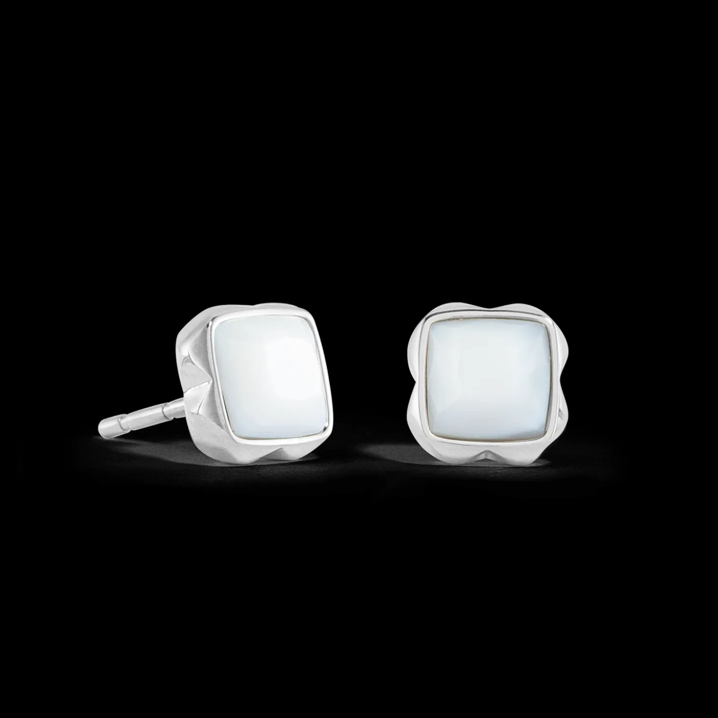 Birthstone April Earrings White Quartz Silver