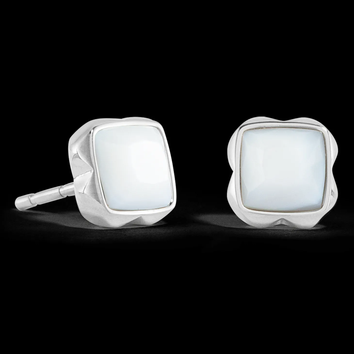 Birthstone April Earrings White Quartz Silver