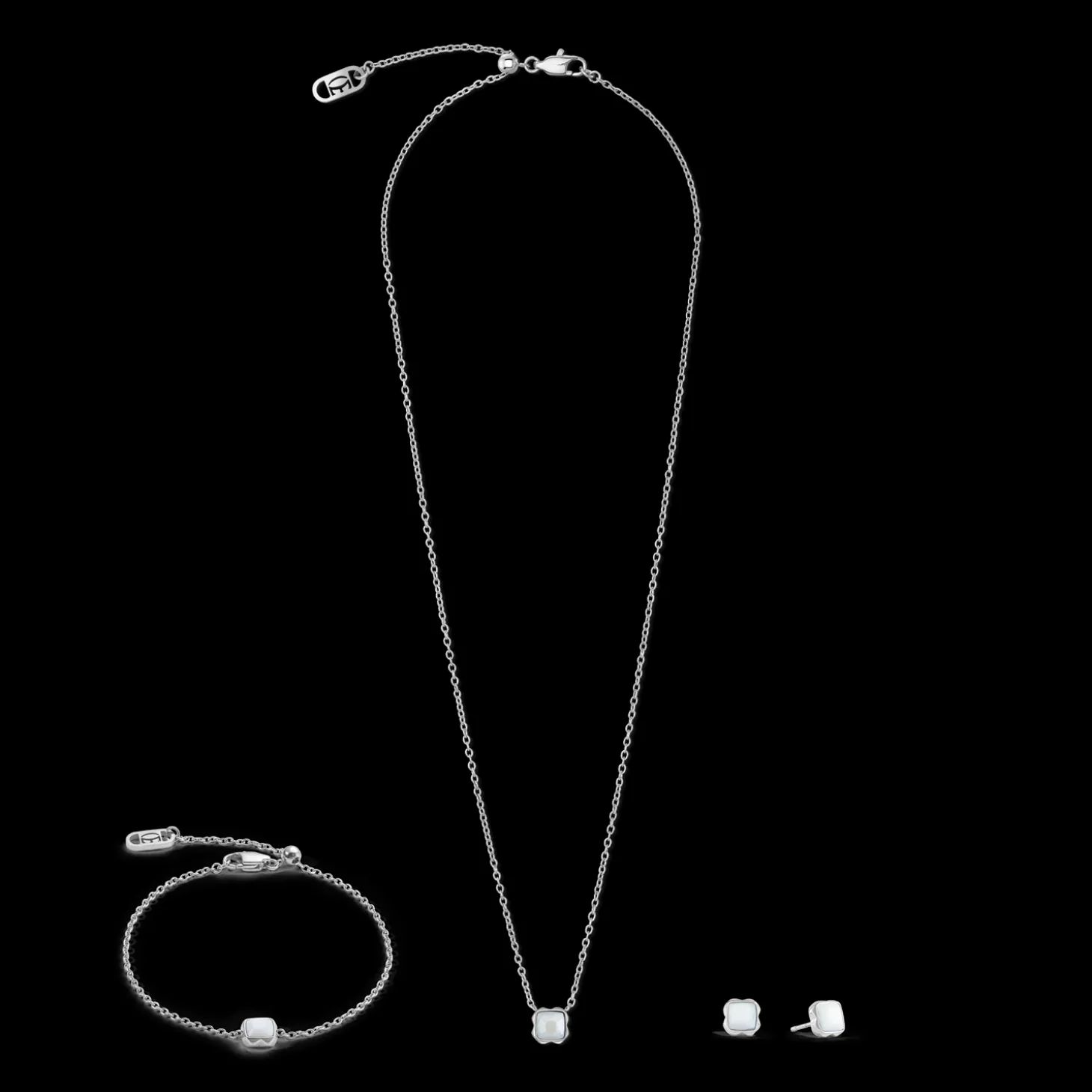 Birthstone April Earrings White Quartz Silver