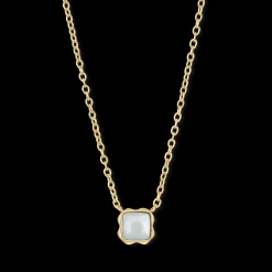 Birthstone April Necklace White Quartz Gold