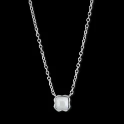 Birthstone April Necklace White Quartz Silver