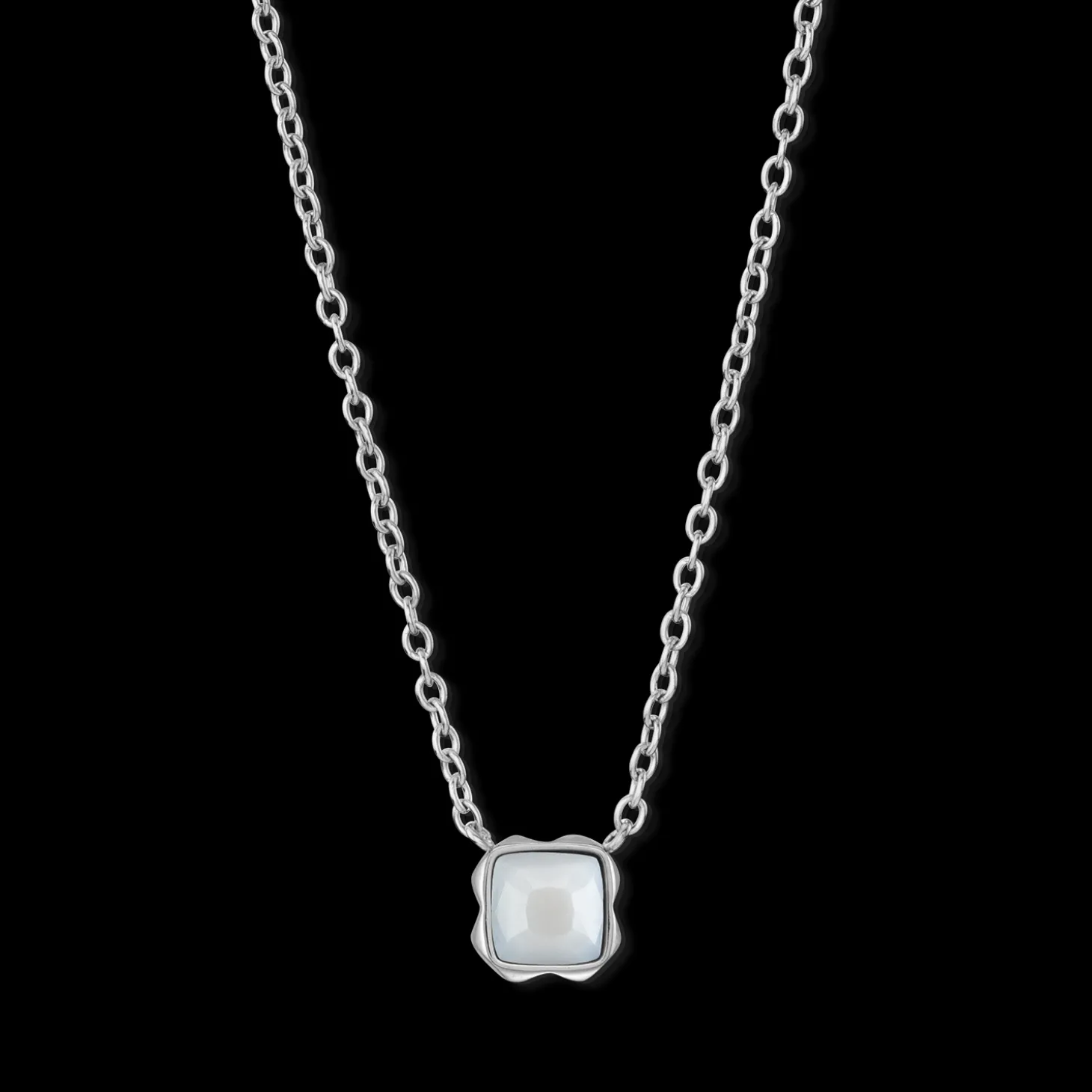 Birthstone April Necklace White Quartz Silver