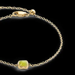 Birthstone August Bracelet Green Jade Gold