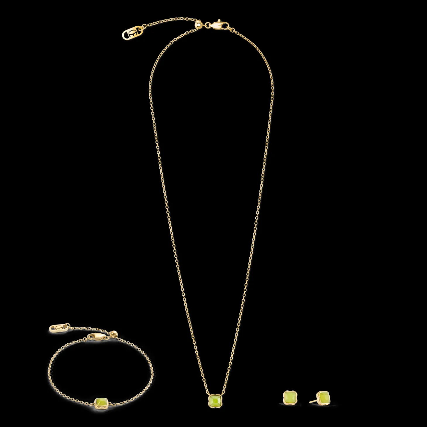 Birthstone August Bracelet Green Jade Gold