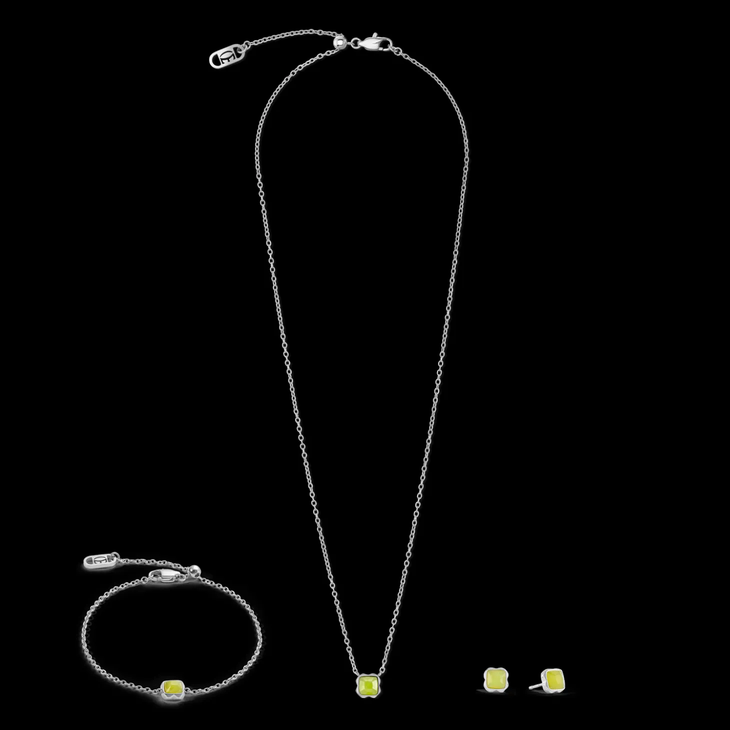 Birthstone August Earrings Green Jade Silver