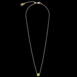 Birthstone August Necklace Green Jade Gold