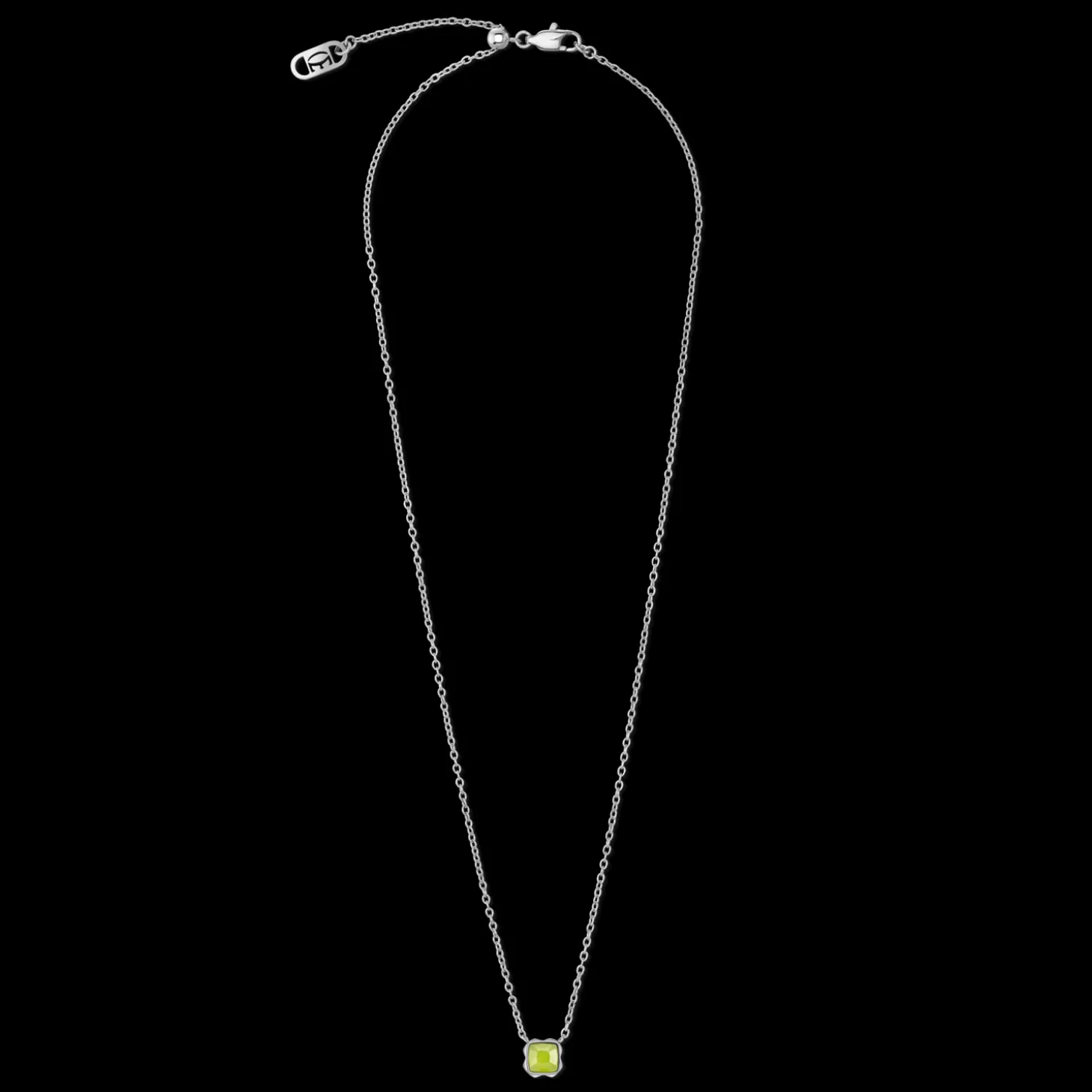 Birthstone August Necklace Green Jade Silver