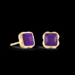 Birthstone February Earrings Sugilite Gold