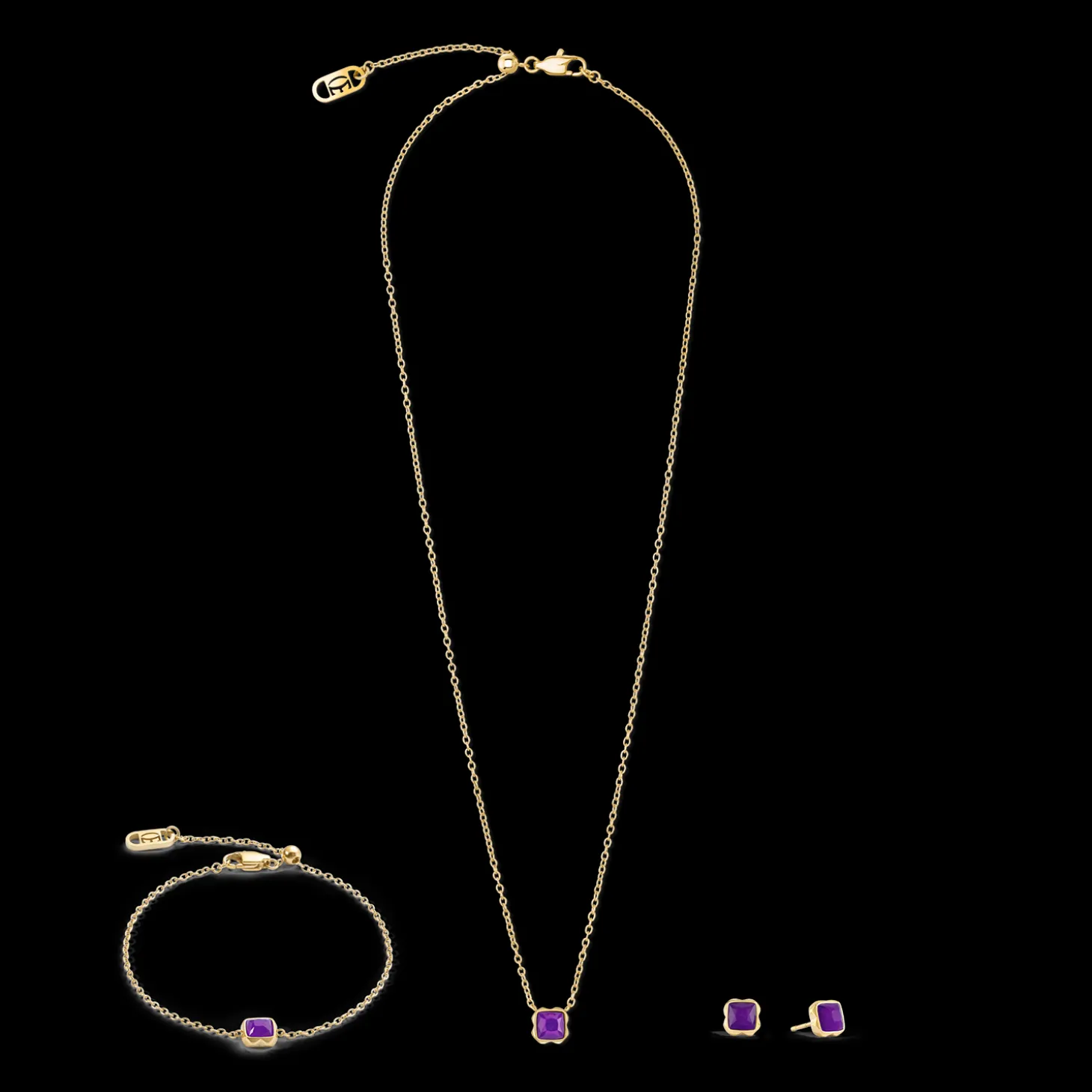 Birthstone February Earrings Sugilite Gold