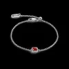 Birthstone January Bracelet Red Agate Silver