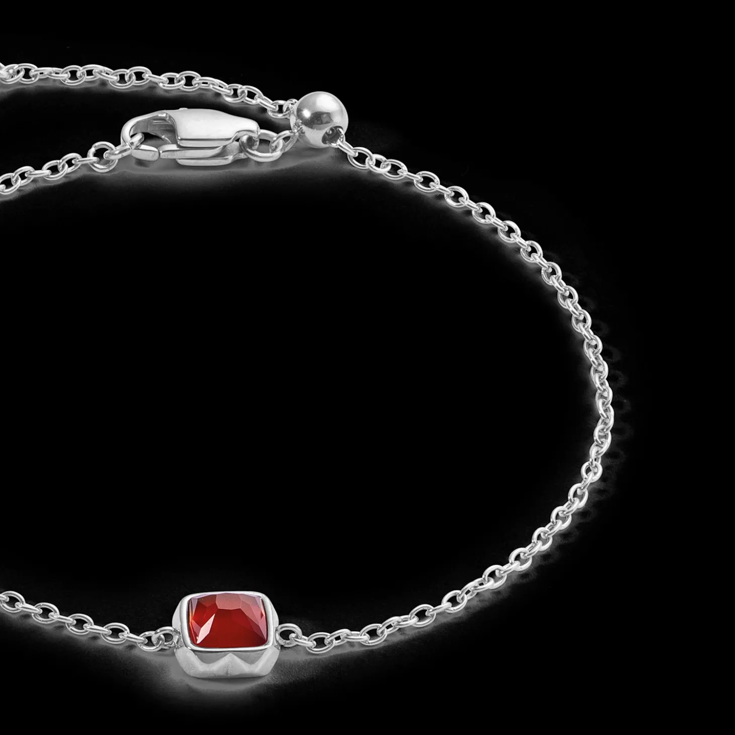 Birthstone January Bracelet Red Agate Silver