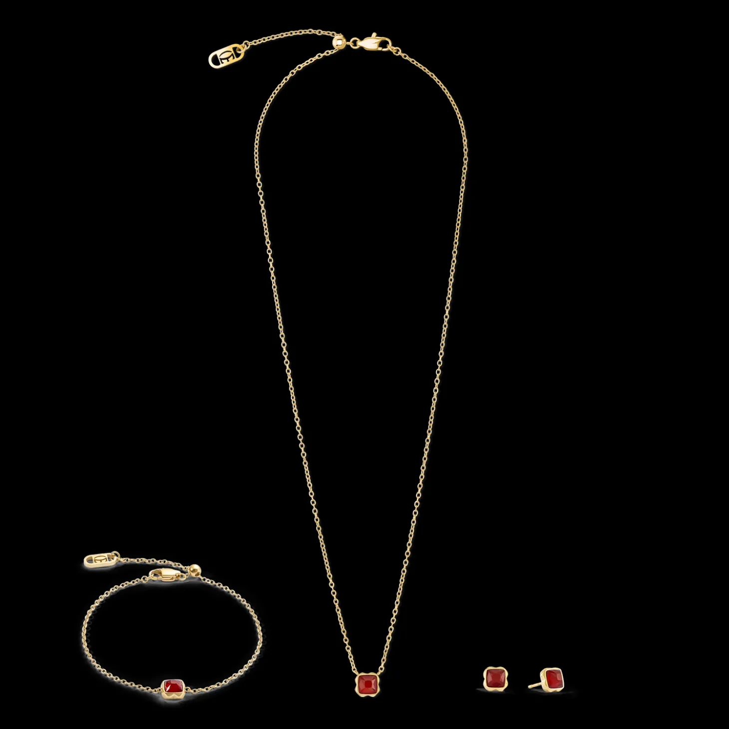 Birthstone January Bracelet Red Agate Gold