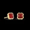 Birthstone January Earrings Red Agate Gold