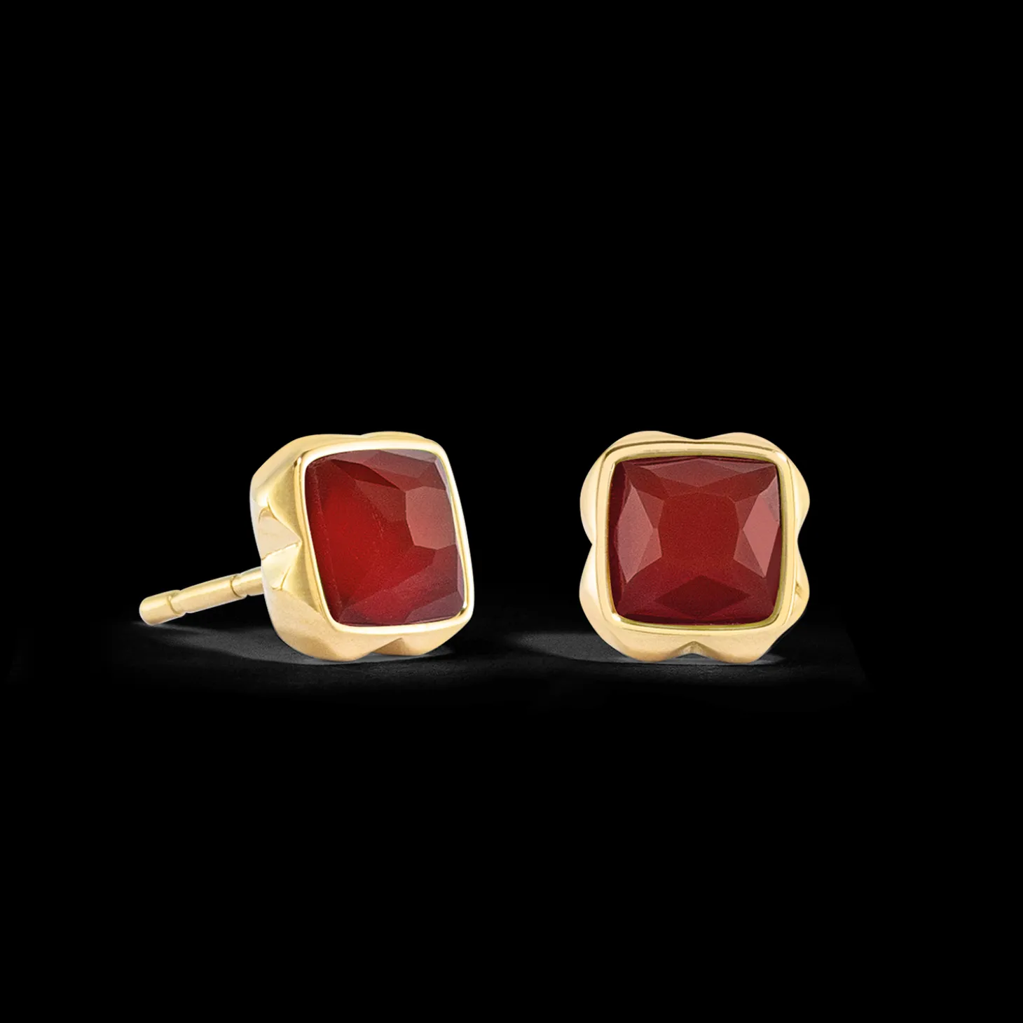 Birthstone January Earrings Red Agate Gold