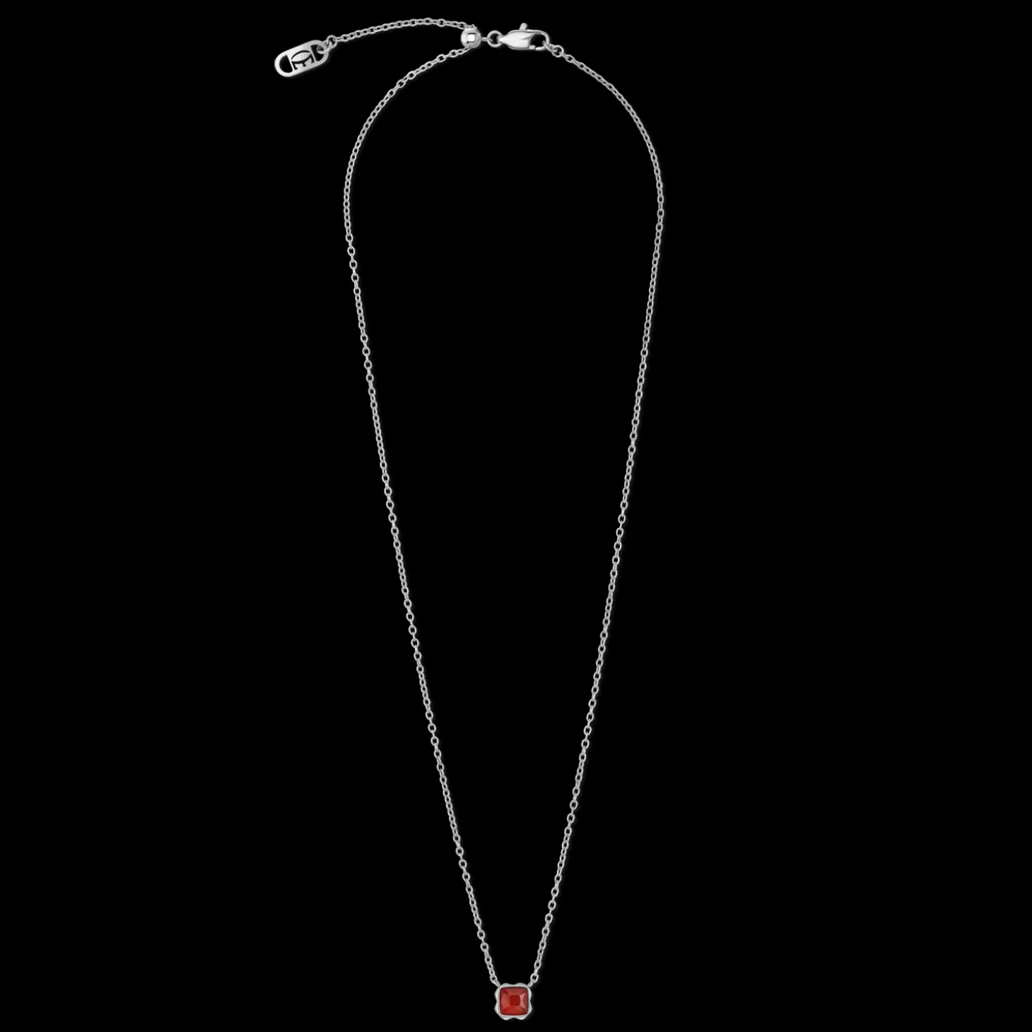 Birthstone January Necklace Red Agate Silver