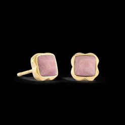 Birthstone July Earrings Rhodochrosite Gold