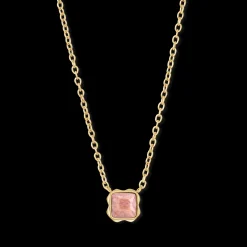 Birthstone July Necklace Rhodochrosite Gold
