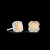 Birthstone June Earrings Cream Jade Silver