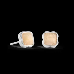 Birthstone June Earrings Cream Jade Silver