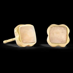Birthstone June Earrings Cream Jade Gold