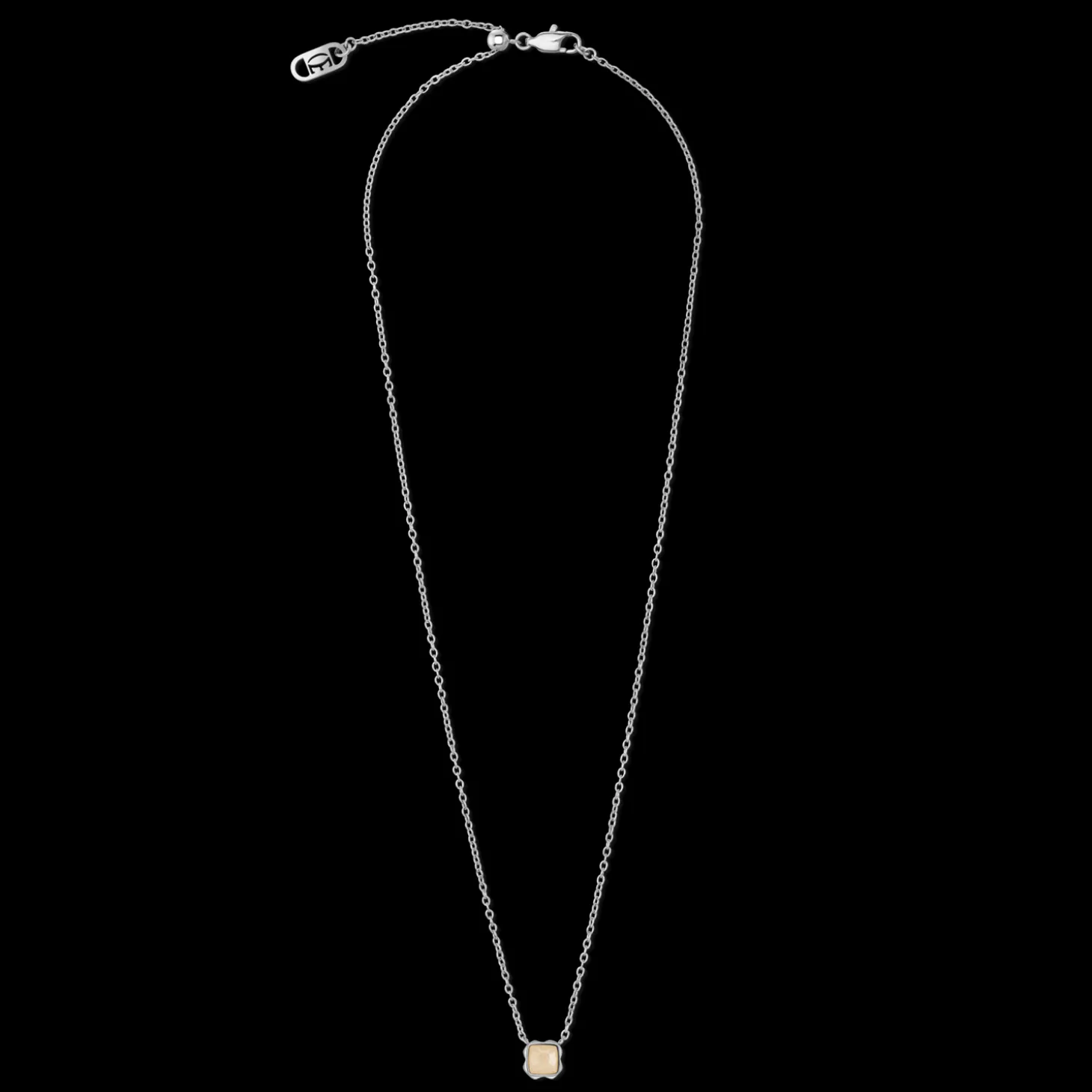 Birthstone June Necklace Cream Jade Silver