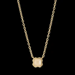 Birthstone June Necklace Cream Jade Gold