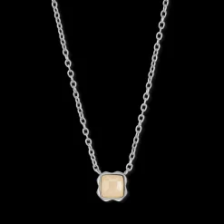 Birthstone June Necklace Cream Jade Silver