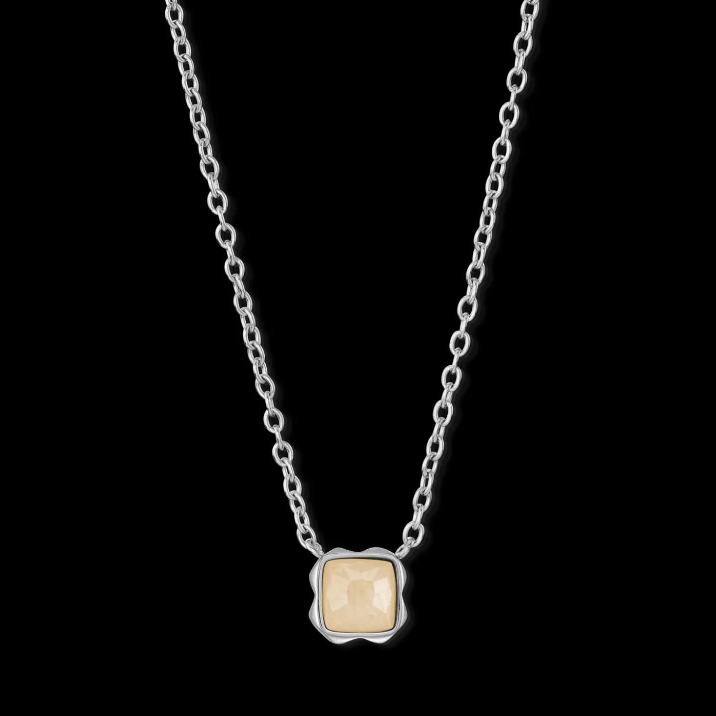 Birthstone June Necklace Cream Jade Silver