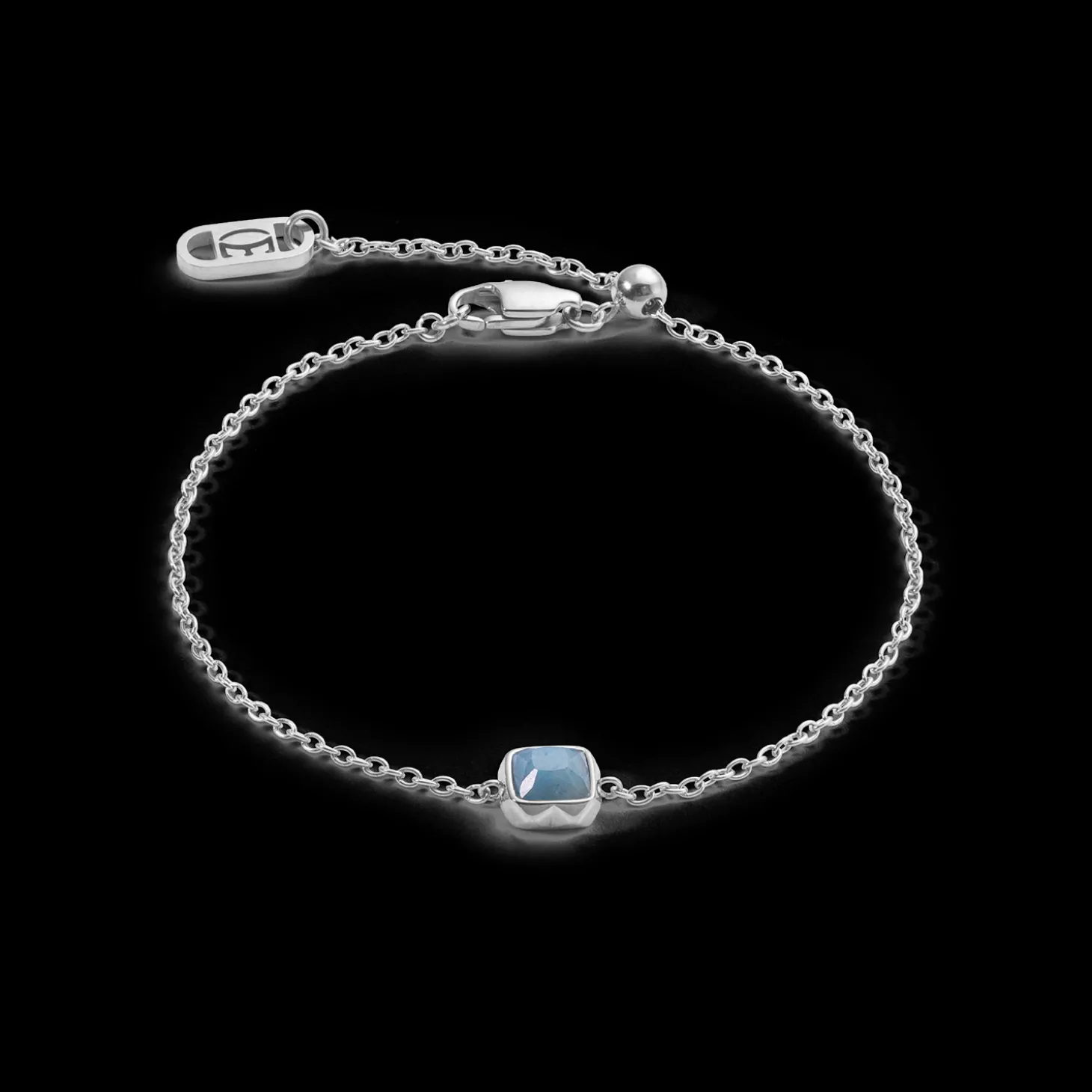 Birthstone March Bracelet Blue Aventurine Silver