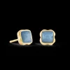 Birthstone March Earrings Blue Aventurine Gold