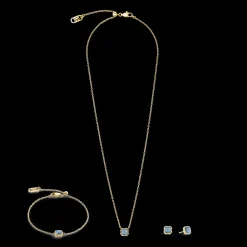 Birthstone March Earrings Blue Aventurine Gold