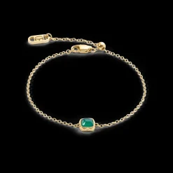 Birthstone May Bracelet Green Agate Gold