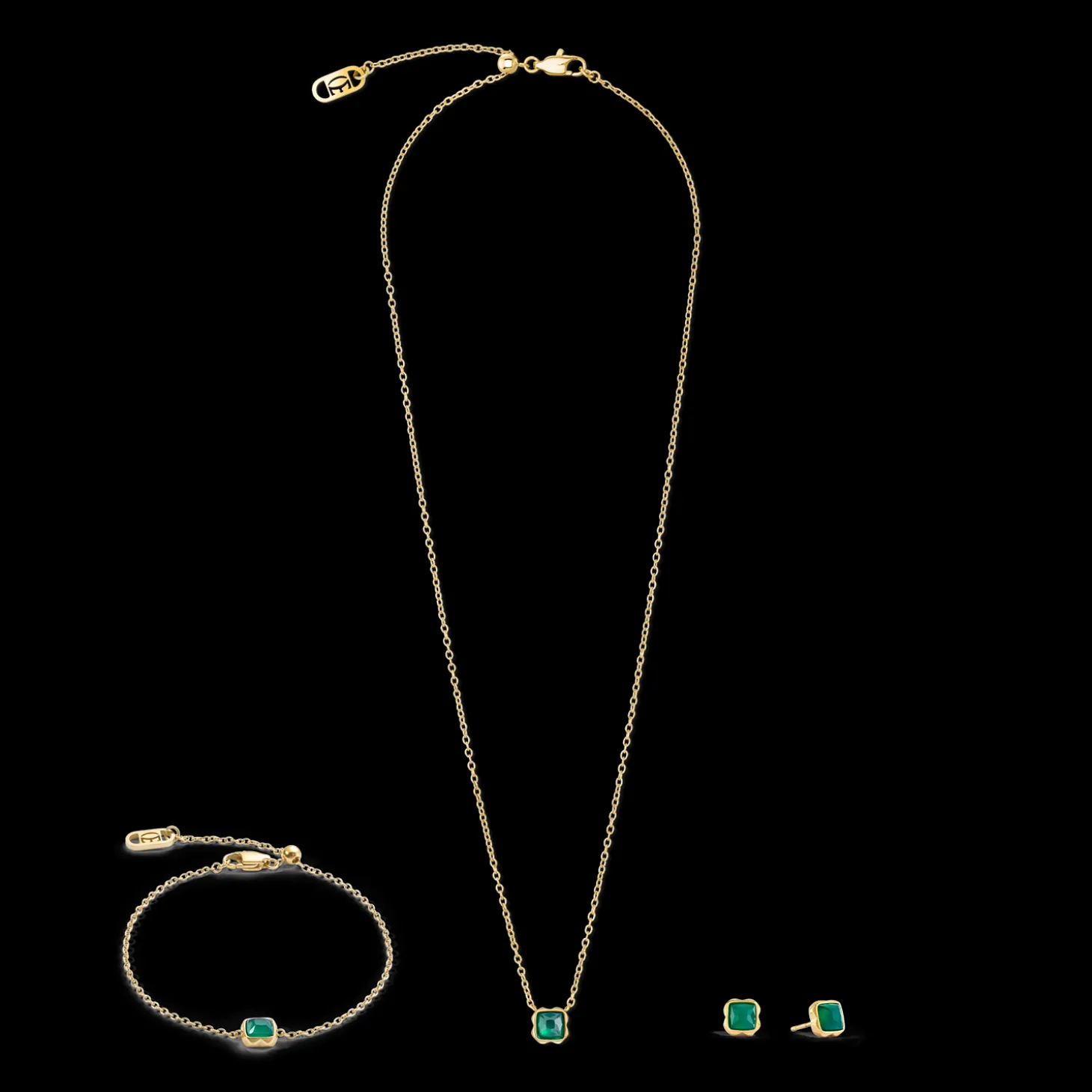 Birthstone May Bracelet Green Agate Gold