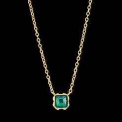 Birthstone May Necklace Green Agate Gold
