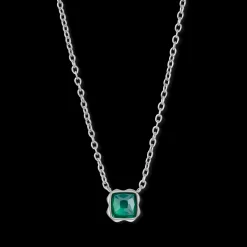Birthstone May Necklace Green Agate Silver