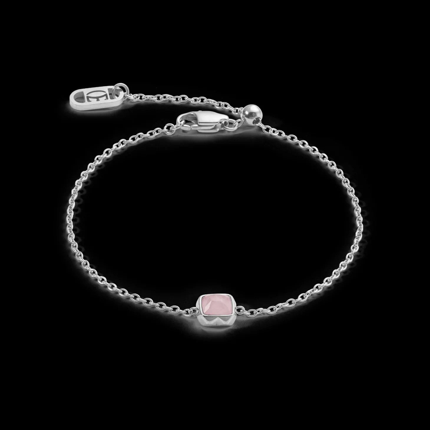 Birthstone October Bracelet Rose Quartz Silver