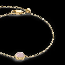 Birthstone October Bracelet Rose Quartz Gold